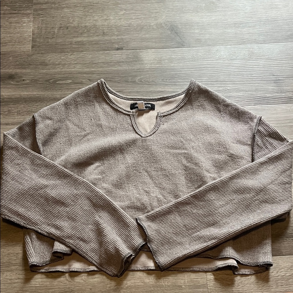 Urban Outfitters Gray Ribbed Long Sleeve Top